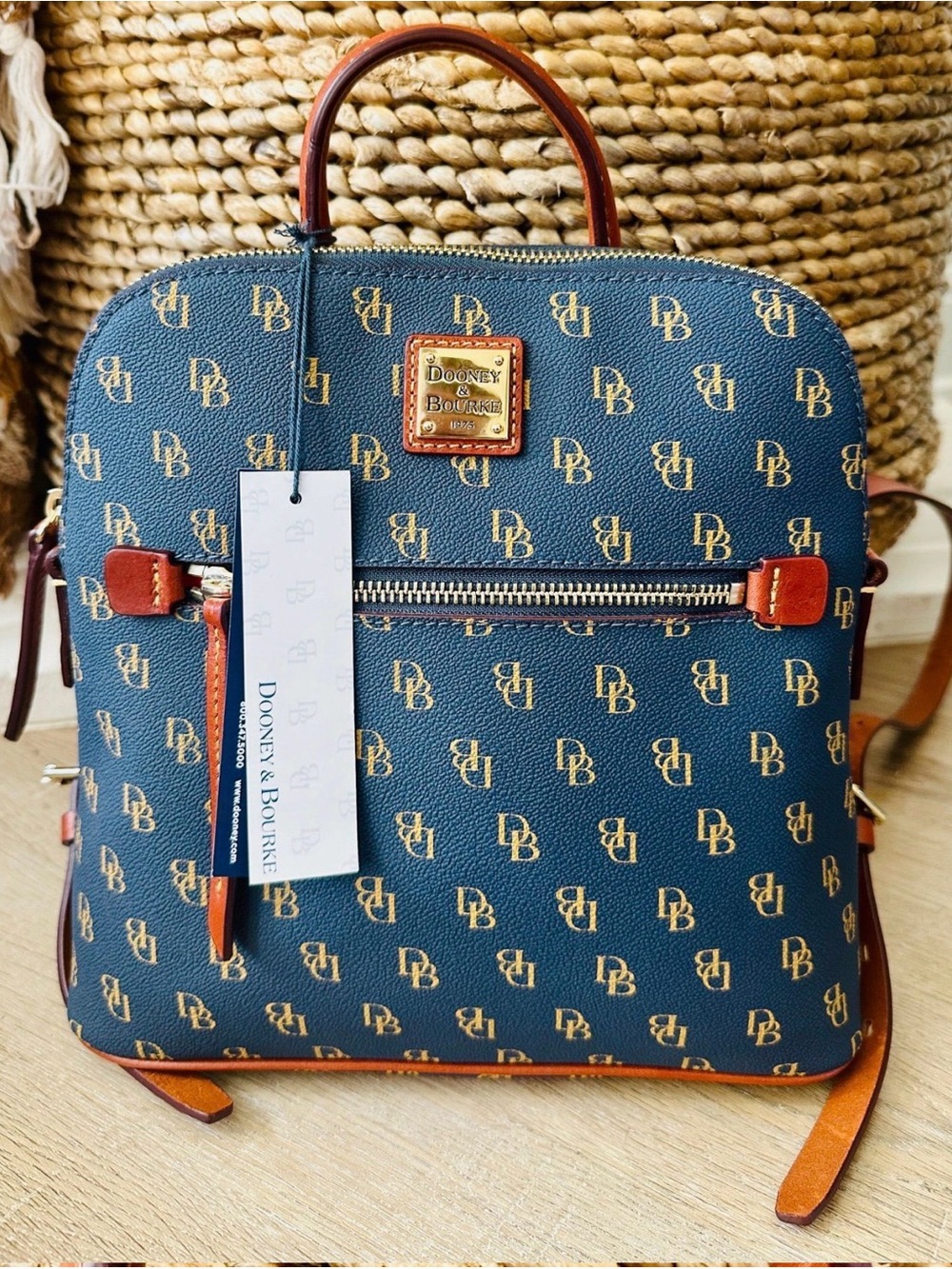 Dooney & Bourke Gretta Backpack Navy & Brown Logo